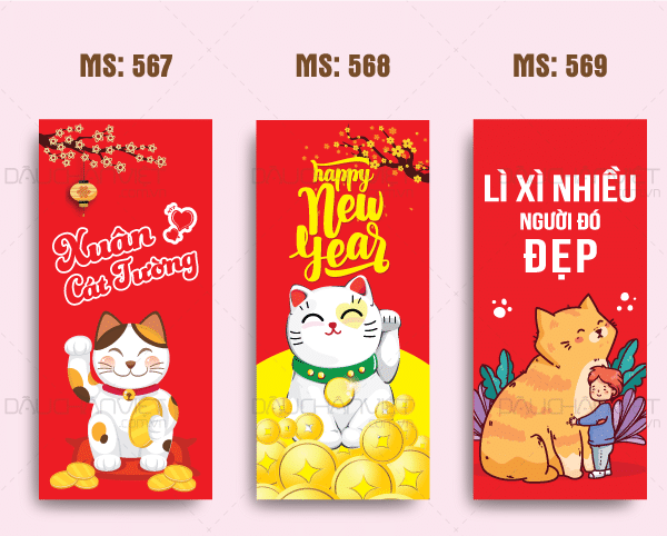 Mẫu bao lì xì dành cho doanh nghiệp, in logo và thông tin liên hệ.