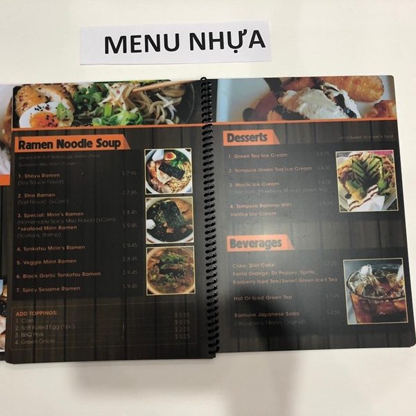 In menu nhựa PVC
