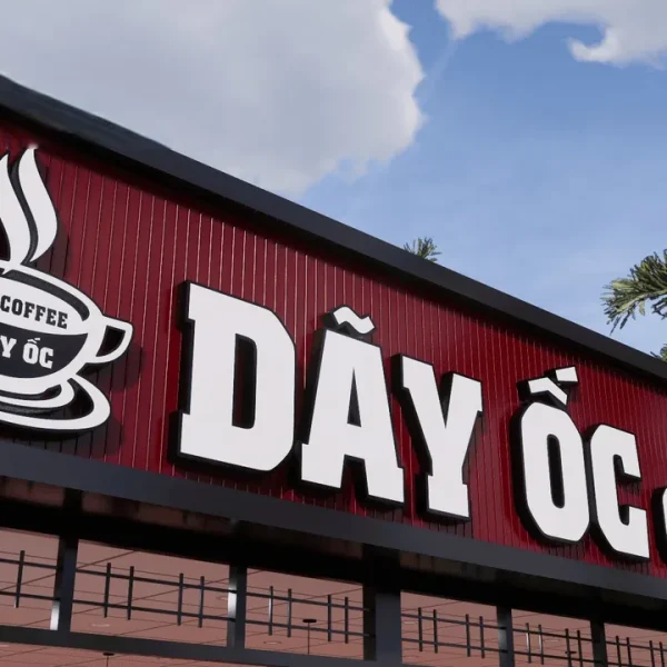 Bang hieu cafe san vuon Hoa hop voi thien nhien