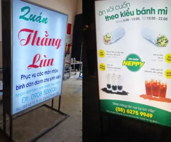 Biển Vẫy Có Chân Inox 304 LED 2 Mặt Cac mau bien vay co chan dep duoc ua chuong 1