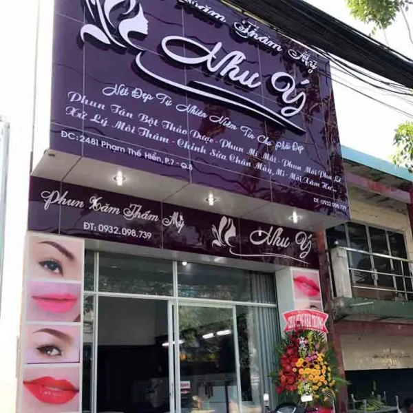 Biển Quảng Cáo Salon Tóc Alu Vàng Gold In UV Lam bien quang cao toc theo yeu cau la dich vu dac biet cua Quang Cao 24h