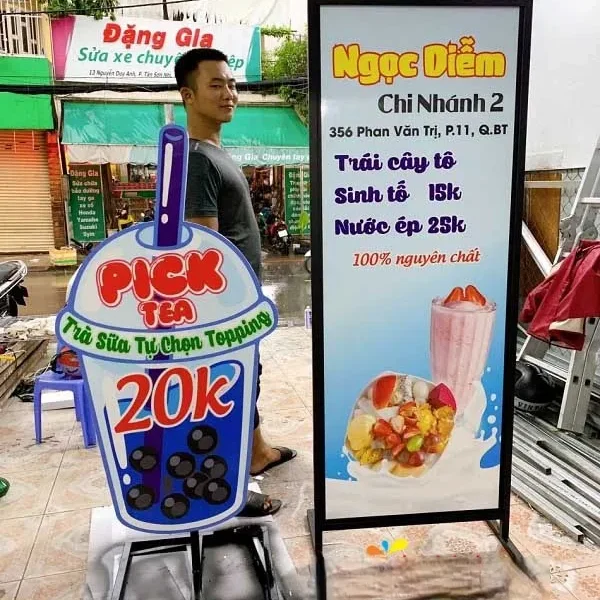 Quang Cao 24h cung cap da dang mau bang hieu quan tra sua dep phu hop voi nhieu phong cach kinh doanh khac nhau