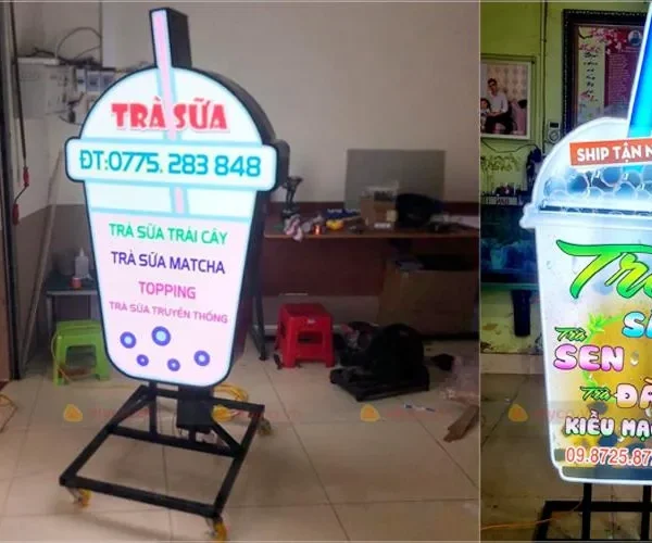 Thiet ke bang hieu tra sua dep khong chi phu thuoc vao y tuong sang tao ma con lien quan mat thiet den chat luong vat lieu su dung