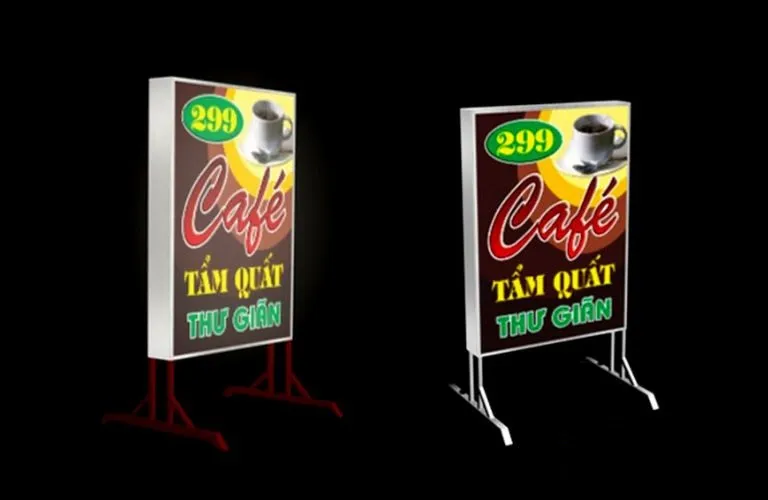 Biển Vẫy Có Chân Inox 304 LED 2 Mặt Uu diem cua bien vay co chan so voi cac hinh thuc quang cao khac