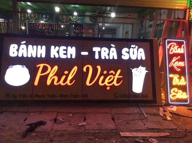 bang-hieu-tra-sua-den-led biển trà sữa ăn vặt đèn led đẹp