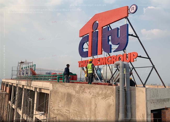 Làm Bảng Hiệu Tòa Nhà Trọn Gói, Chuyên Nghiệp TPHCM lam bang hieu tren noc toa nha