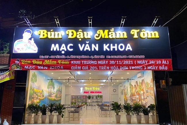 quan-bun-dau-mac-van-khoa Bảng hiệu bún đậu mica